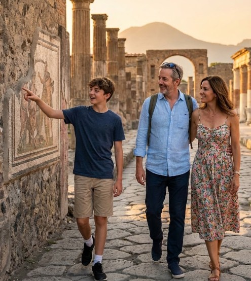 Alan con su familia en Pompeya